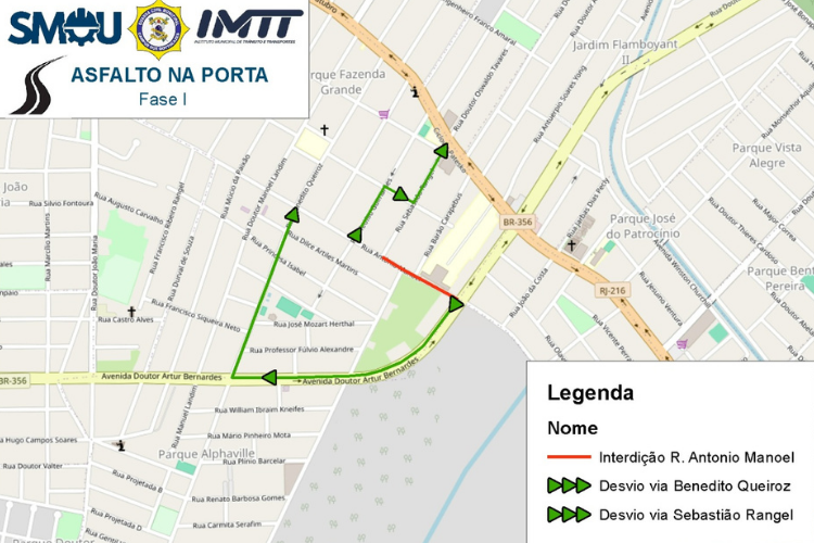 Ruas são interditadas em Campos para início do programa Asfalto na Porta