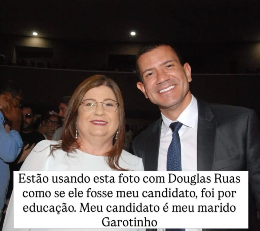 Ex-prefeita Rosinha Garotinho diz que tirou foto com Douglas Ruas por educação, mas que o seu apoio é para seu marido Garotinho